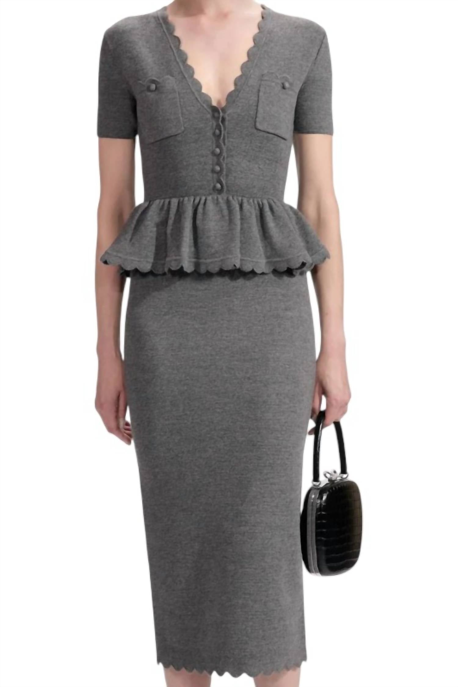 Self-Portrait - Peplum Knit Midi Dress