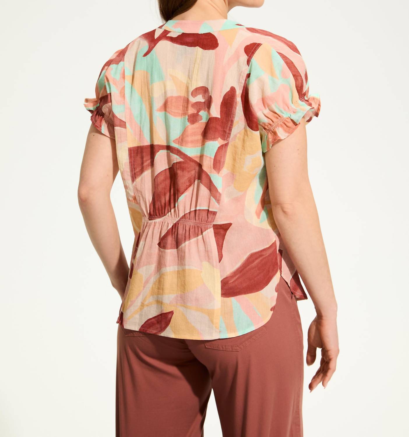 FDJ Crinkle Print Top in camo - women's blouse - alternate view
