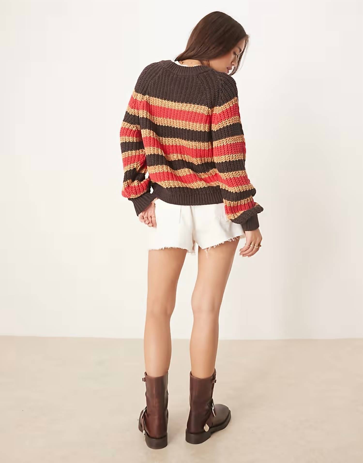 Free People - Frankie Cable Striped Pullover