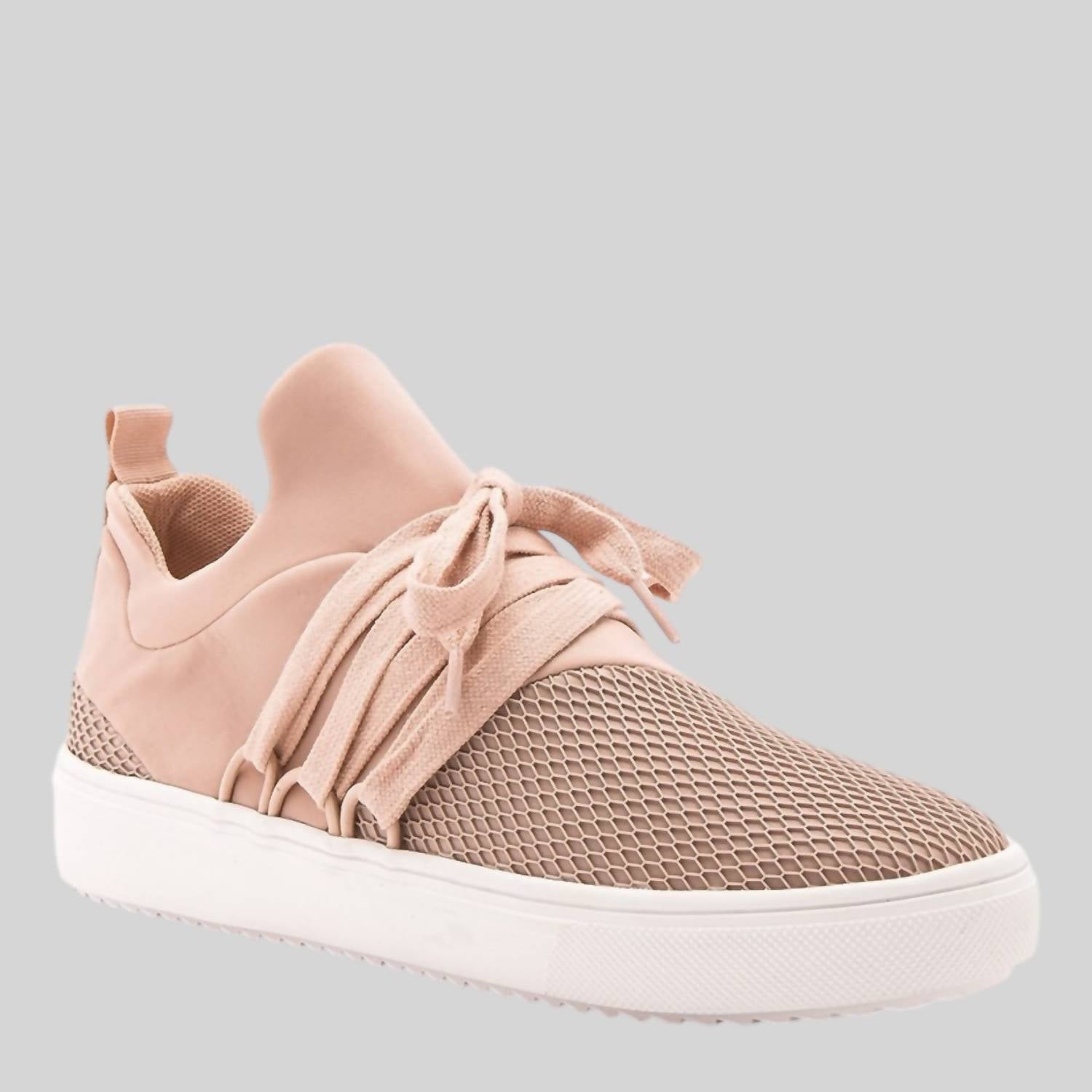 STEVE MADDEN Lancer Mid Top Sneaker in blush leather - women's sneaker - alternate view