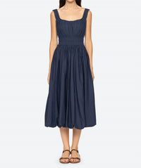 SEA Emmet Midi Bubble Dress in navy - women's dress