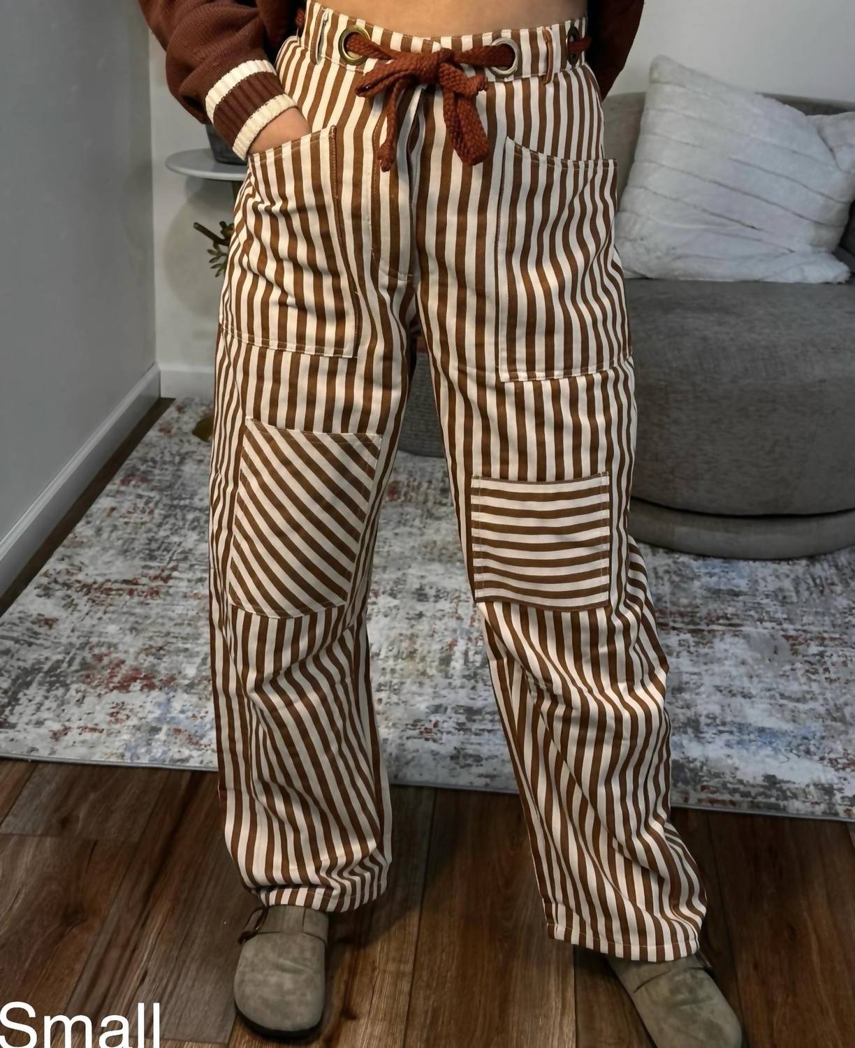 Urban Daizy - Parker Striped Patch Pocket Utility Pants