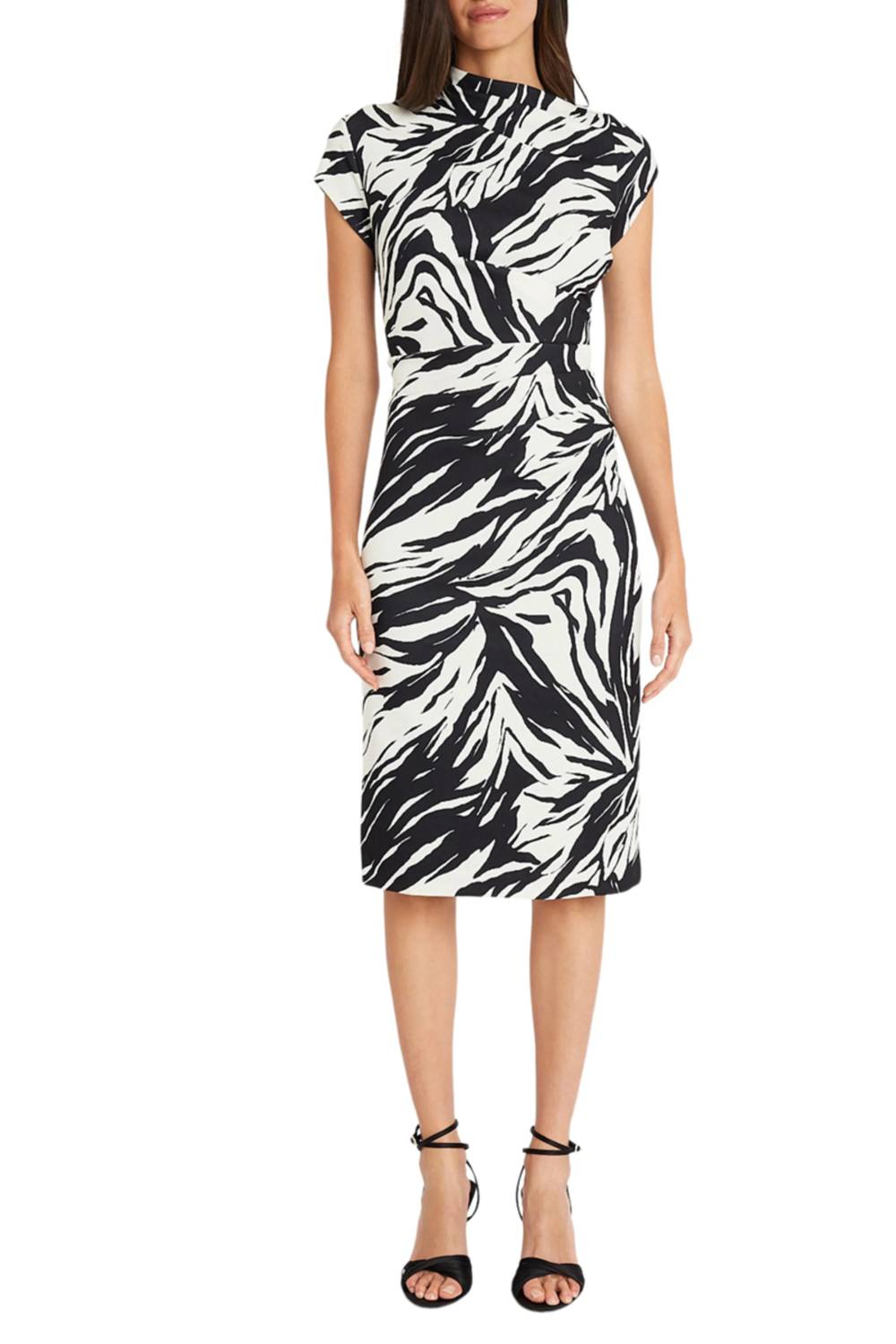Maggy London - Animal Print Mock Neck Midi Dress