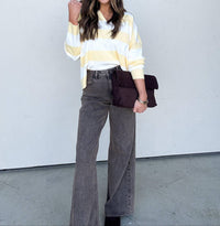 Wishlist - Striped Split-neck Sweater