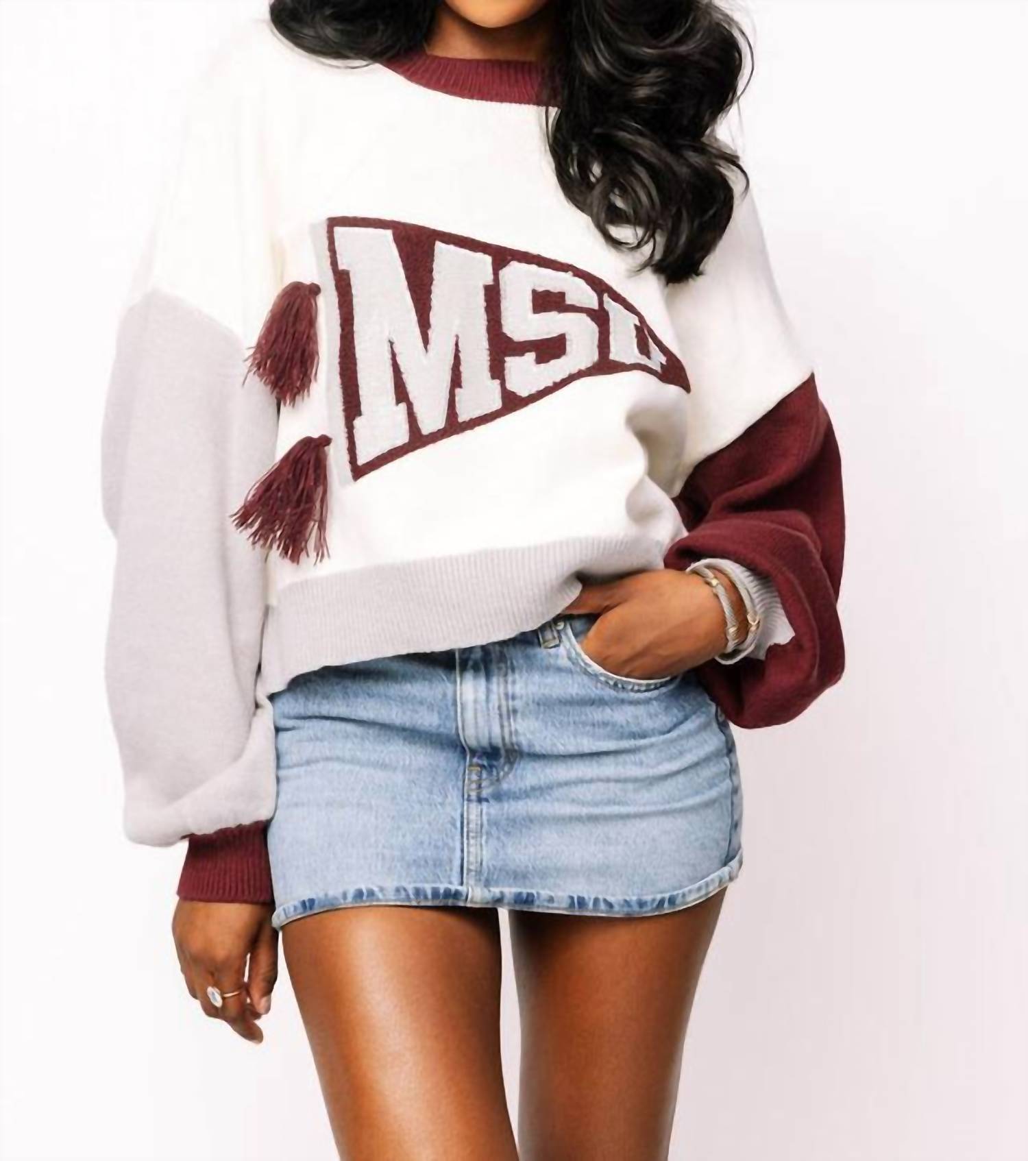 Queen Of Sparkles - Licensed Miss State Pennant Sweater