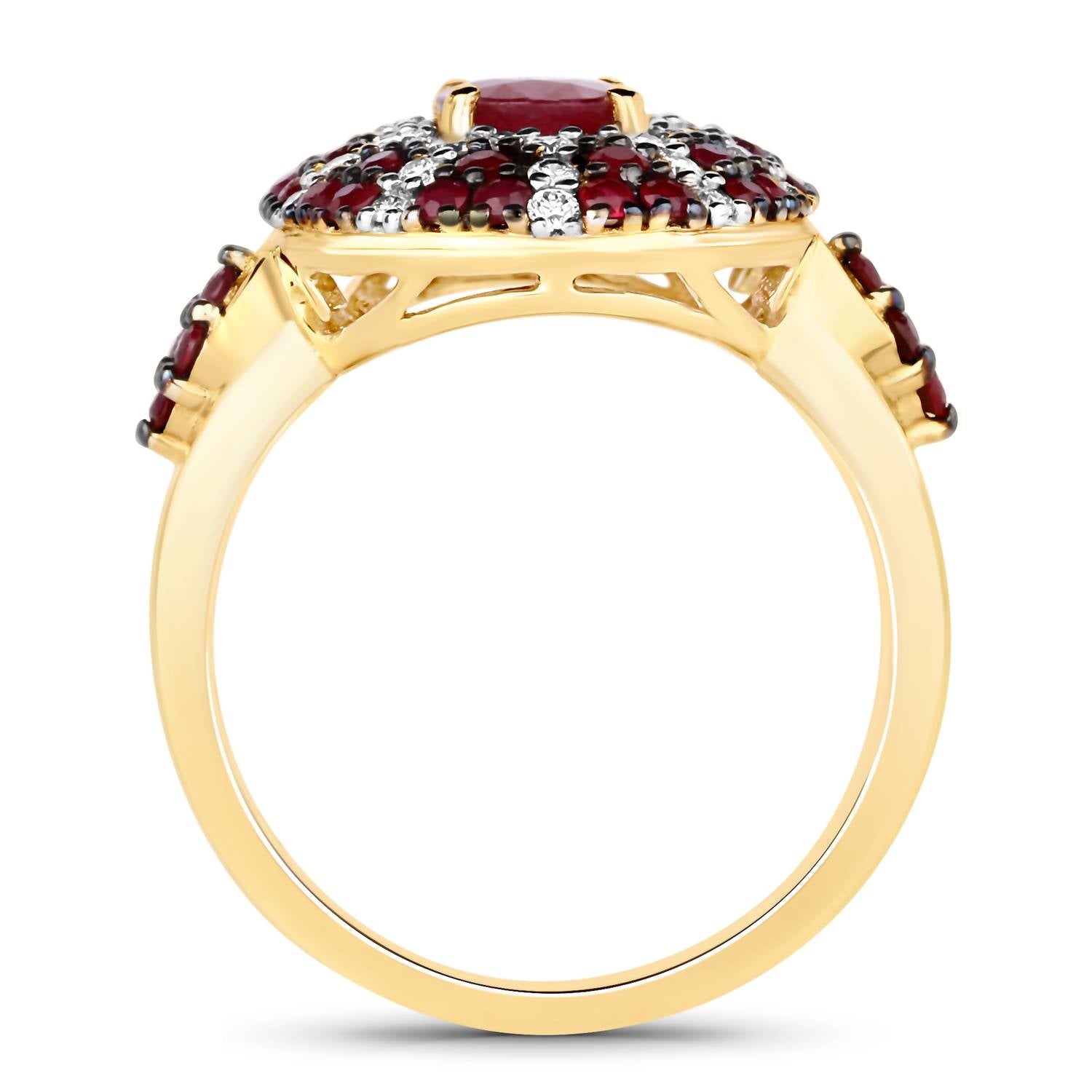 Diana M Jewels Women's Oval Natural Lungido Ruby Fashion Ring (1.92 Ct) - Classic in 14k yellow gold - women's jewelry - detail view