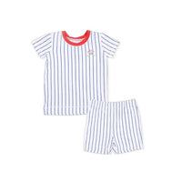 Angel Dear - Kids Baseball Stripe Bamboo Pajama Short Set