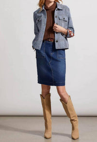 Tribal - Front-button Closure Crop Shacket