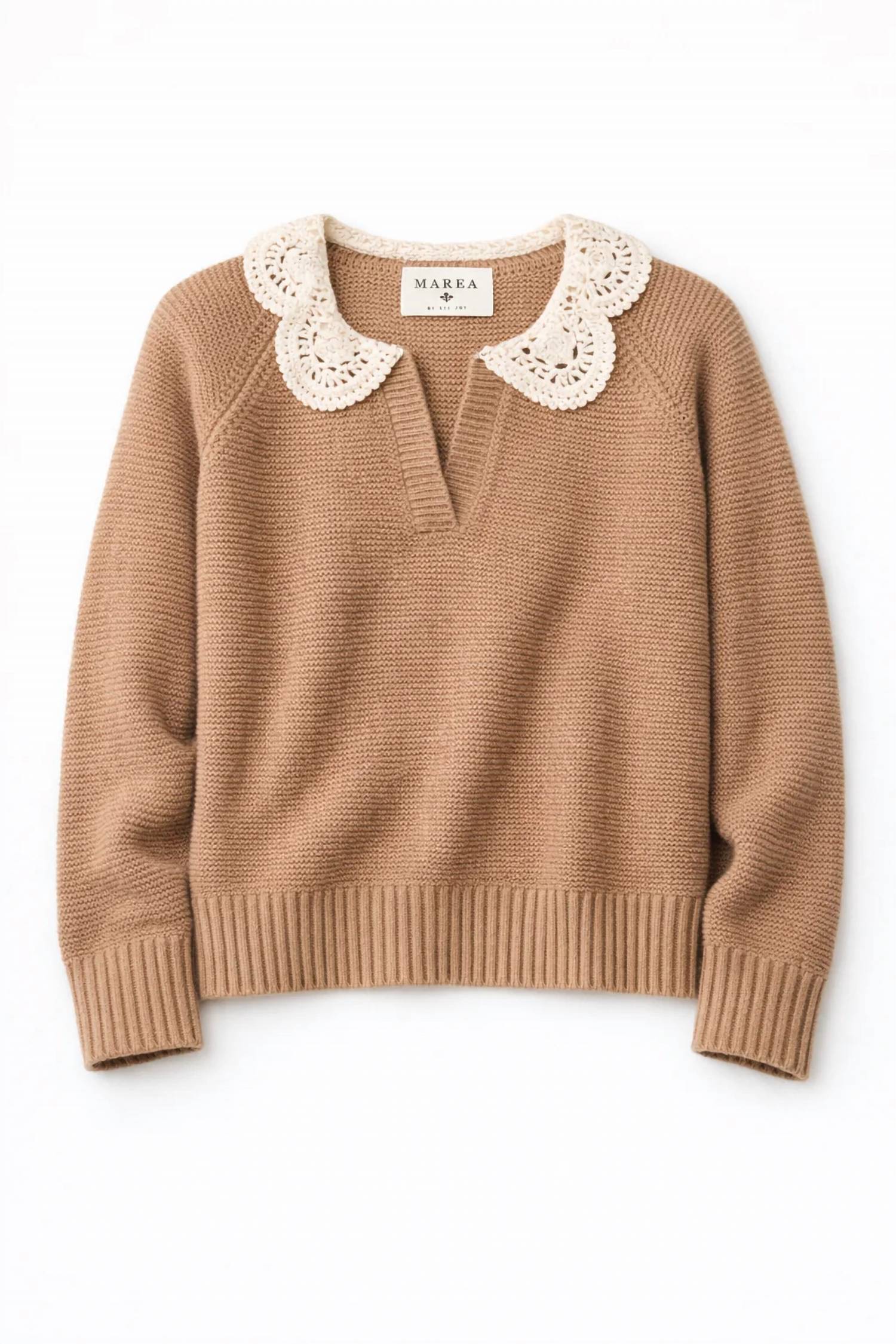 Marea Crochet Collar Sweater in camel - women's sweater - view 5