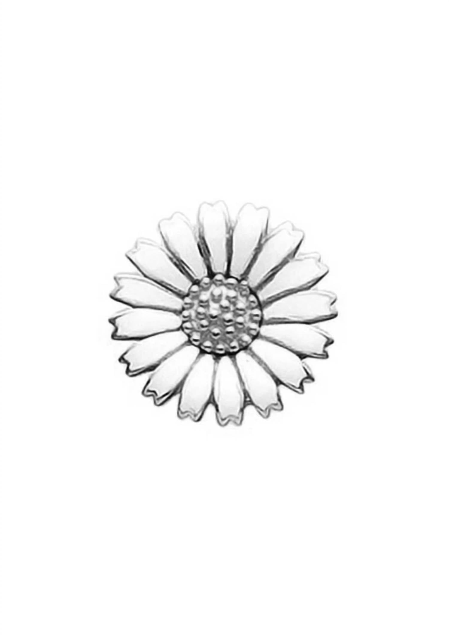 Story Jewellery - Women's Rhodium White Enamel Daisy, 15mm Button