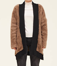 Grade & Gather - Fireside Contrast Border Fuzzy Cardigan