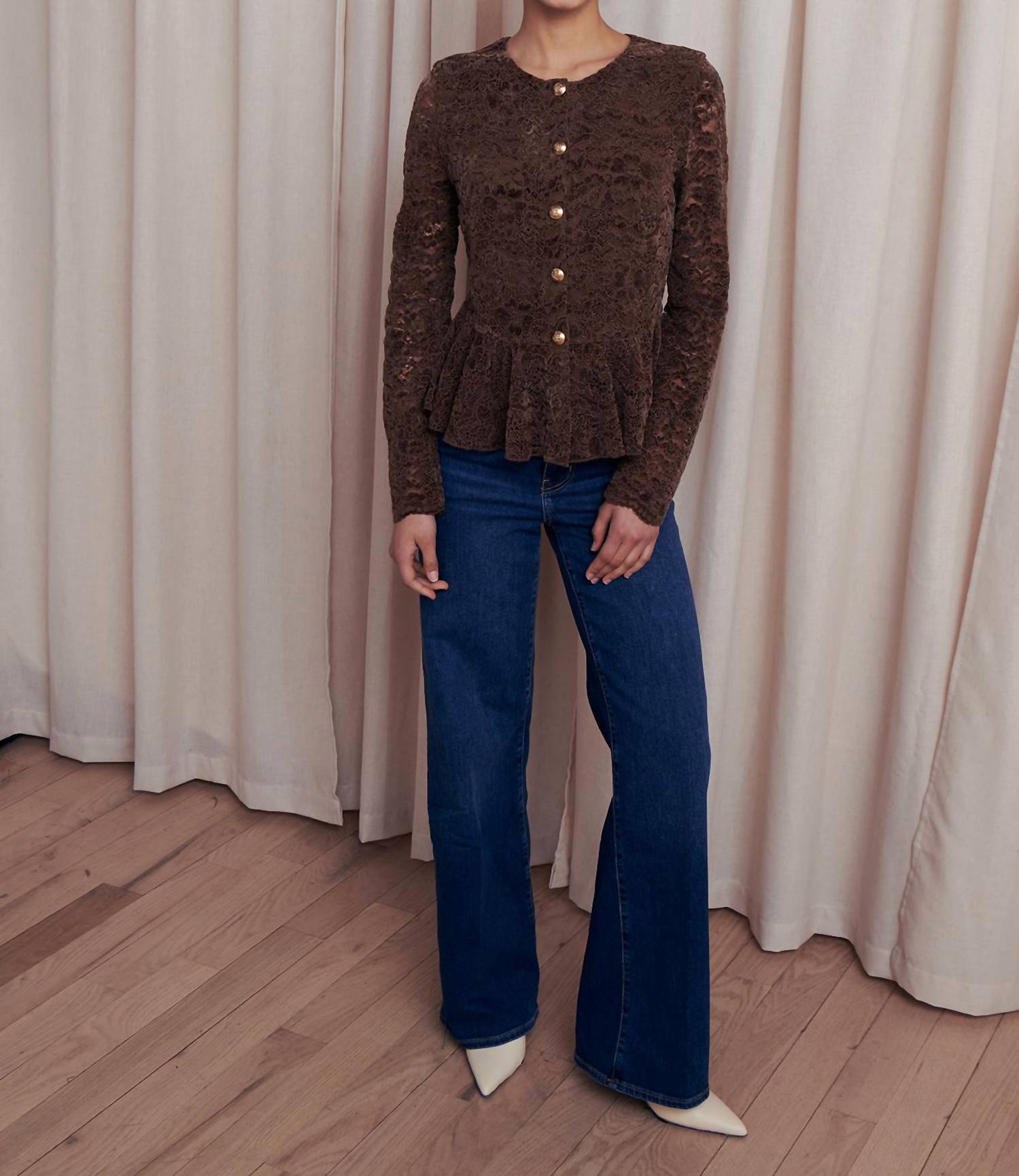 SAYLOR Alva Lace Blouse in sepia - women's blouse - alternate view