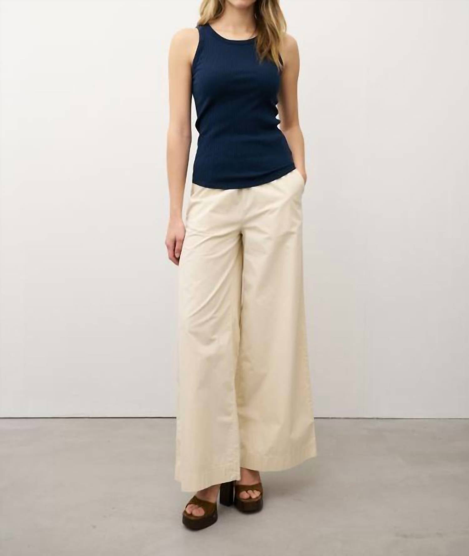 0039 Italy Ella Ribbed Jersey Top in navy - women's tank top