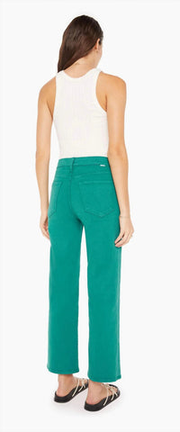 Mother Rambler Zip Ankle Jeans in teal green 1 - women's jeans - detail view