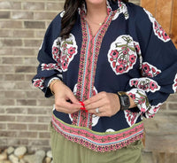 Umgee - Boho Floral Print Tunic Top