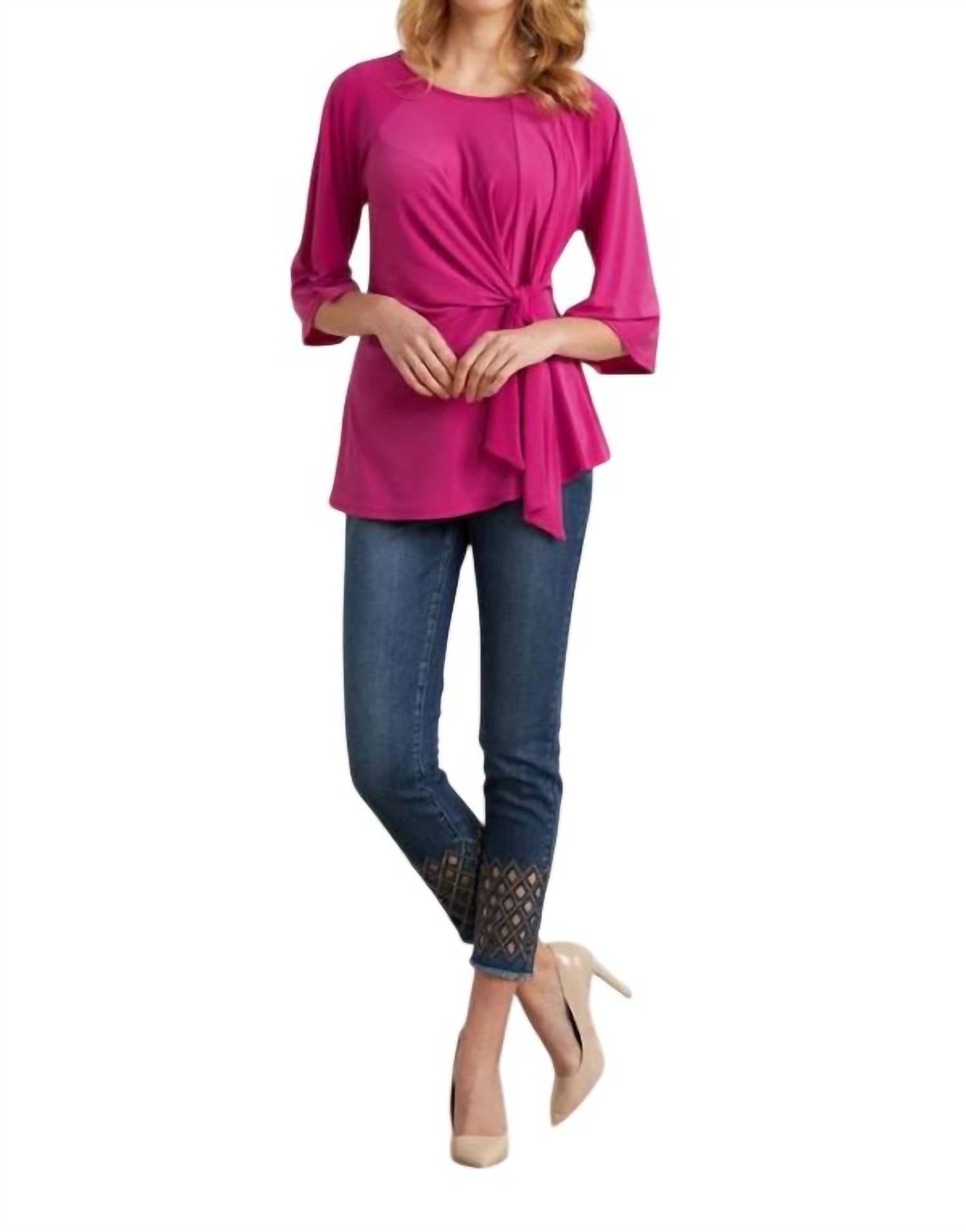 Joseph Ribkoff - 3/4 Sleeve Gathered Tie Tunic