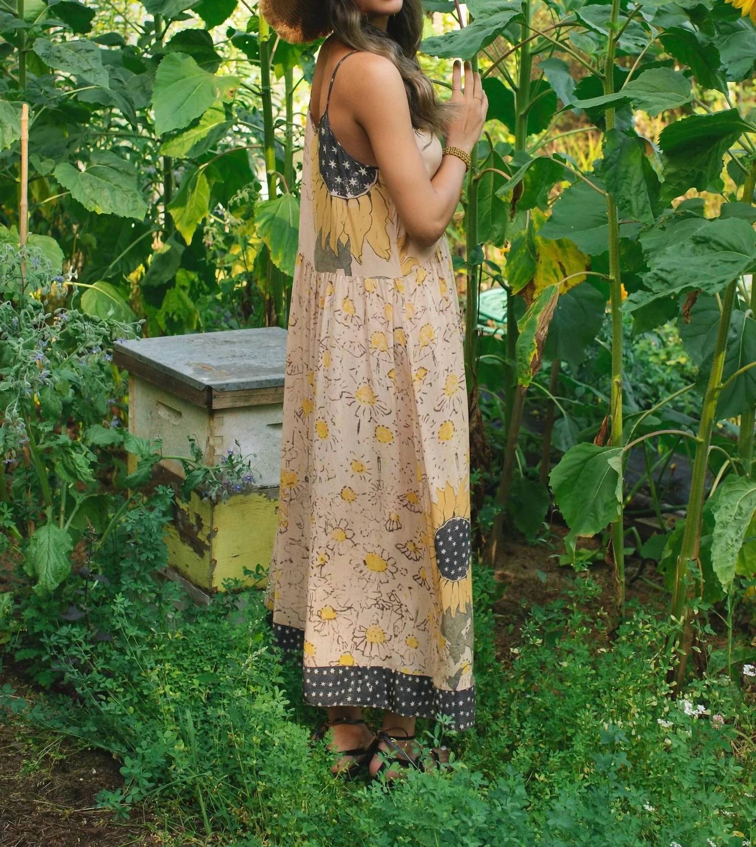 Milk & Honey - Bohéme Slip Dress With Bees And Sunflowers