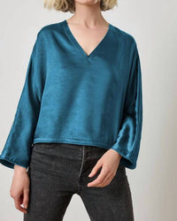 Lilla P - Satin V Neck Dolman Top