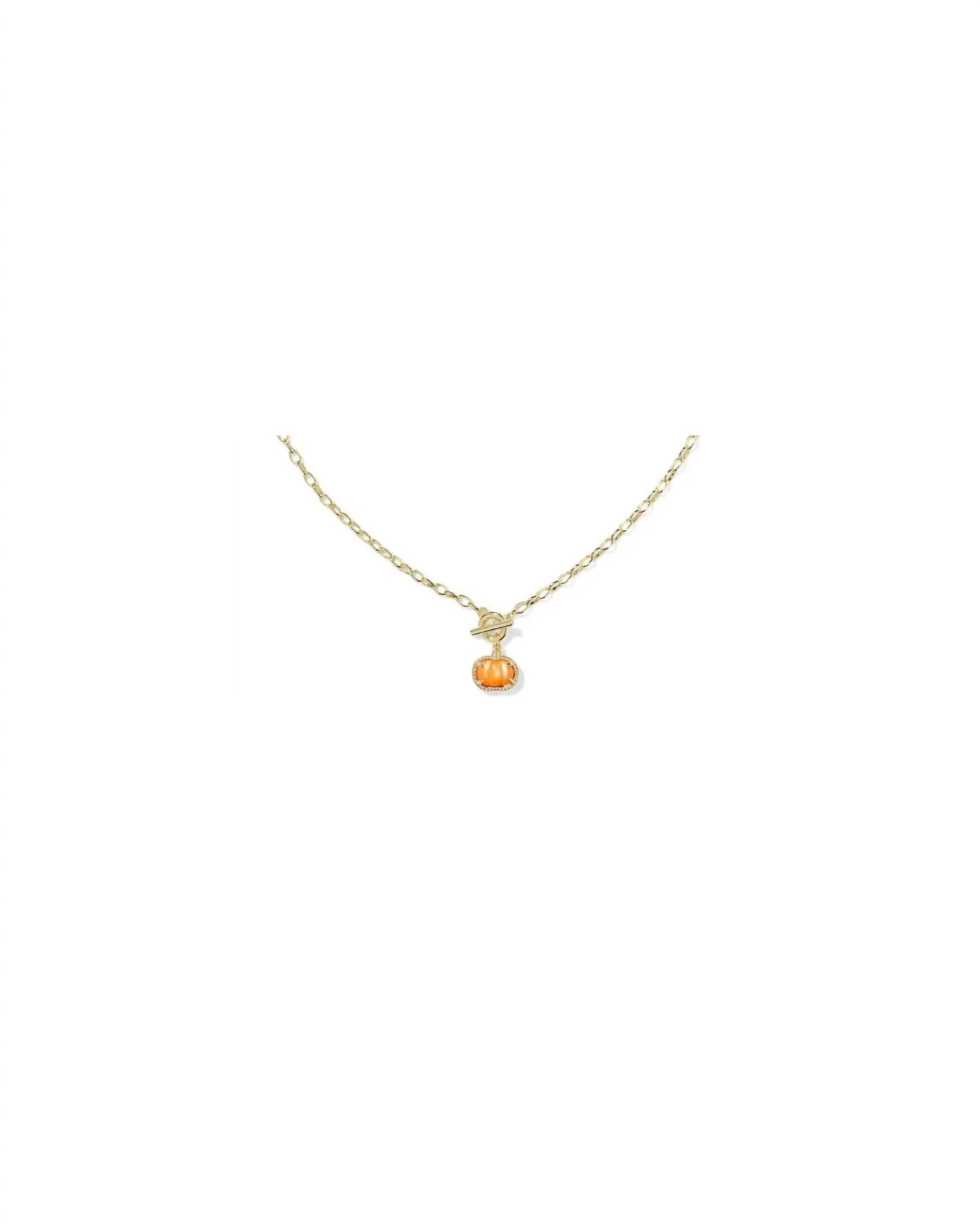 Kendra Scott Women's Pumpkin Link And Chain Necklace in gold orange mother of pearl 2 - women's jewelry - alternate view