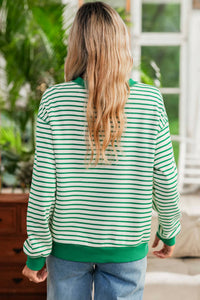 Shewin - Women's Striped Crewneck Sweatshirt