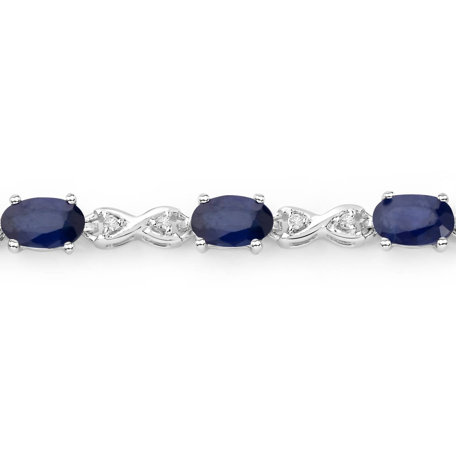 Diana M Jewels Women's Oval Natural Sapphire Bracelet (3.63 Ct) - Signature Plus in 14k white gold - women's jewelry - detail view