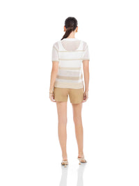 Fifteen Twenty Faye Crochet Sweater Top in cream and khaki - women's sweater - alternate view