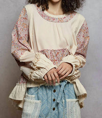 Pol - Ruffle Hem Floral Top