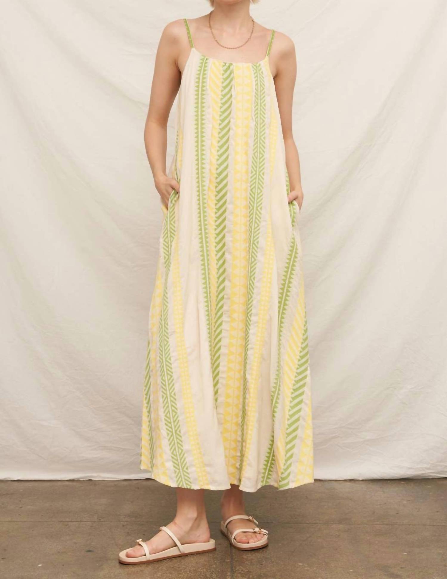 En Creme - Neon Embroidered Cami Maxi Dress