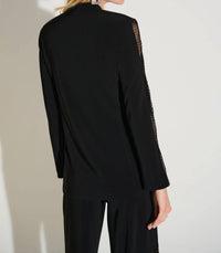 Joseph Ribkoff Embellished Mesh Insert Blazer Jacket in black - women's jacket - detail view