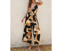 Dress Forum - Printed Surplice Wide Leg Jumpsuit
