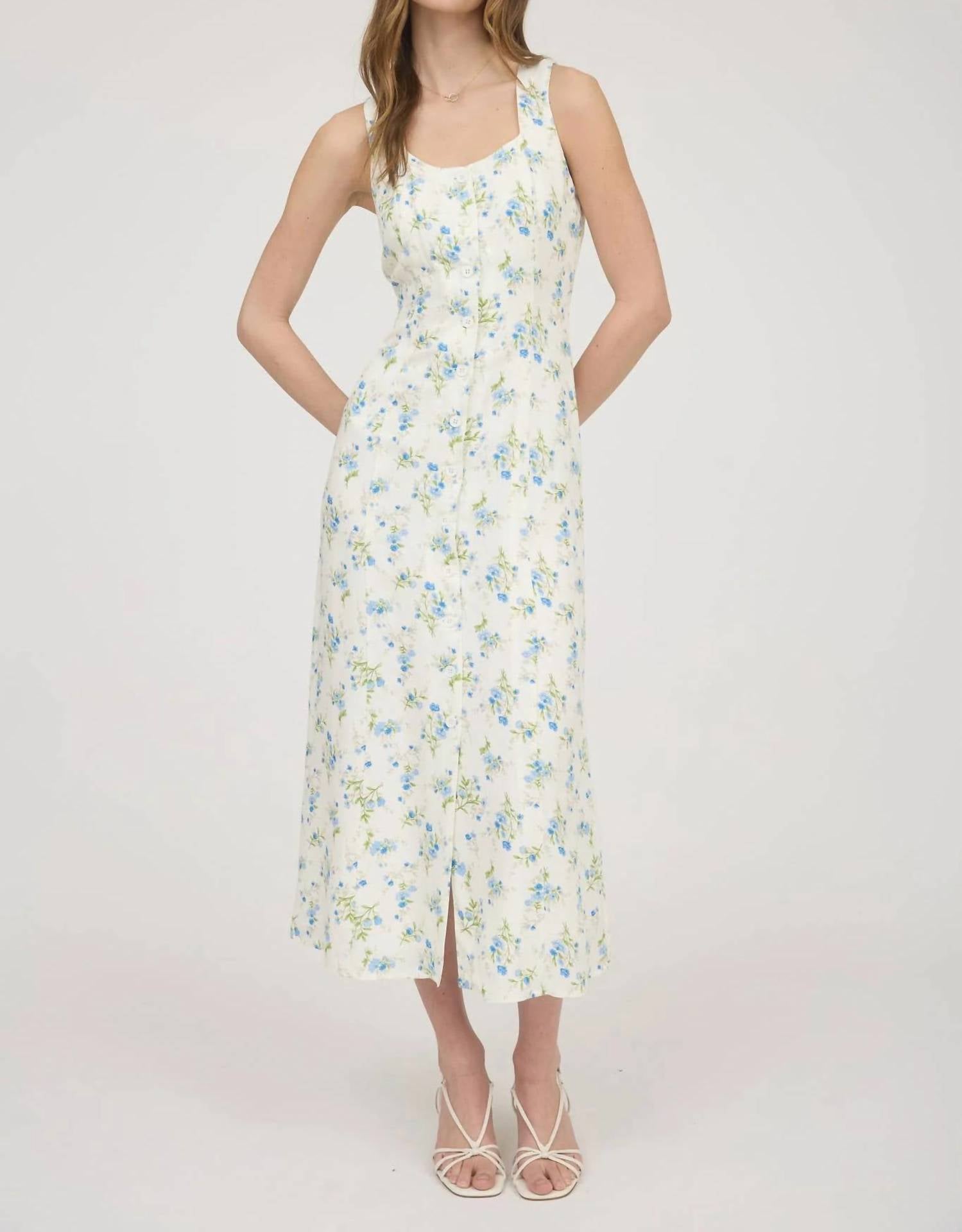 The Workshop Studio - Floral Sleeveless Button Down Midi Dress