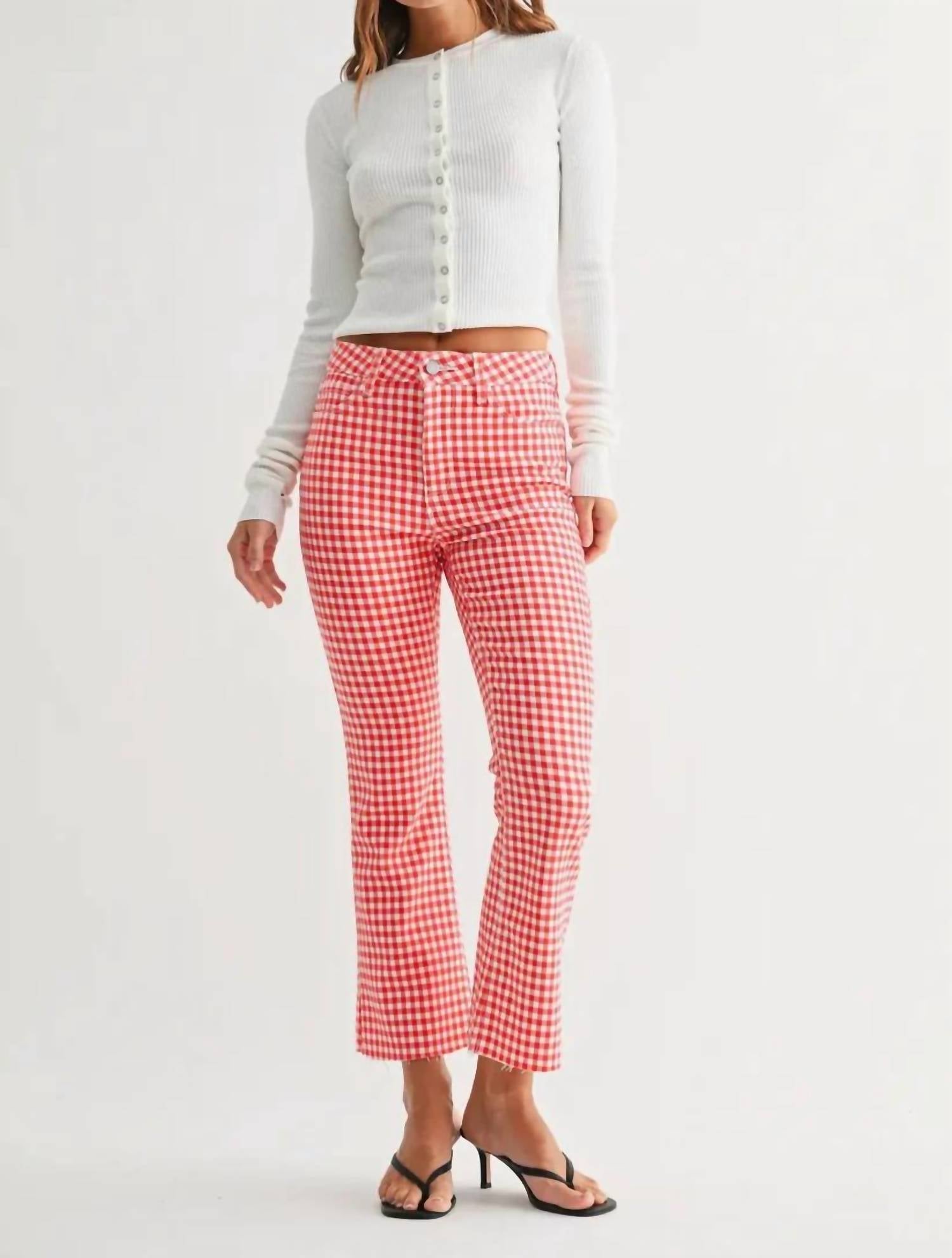 Oat New York - Gingham Crop Flare Pants