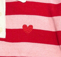 DESIGN HISTORY Heart sweater in pink and red stripe - women's sweater - alternate view