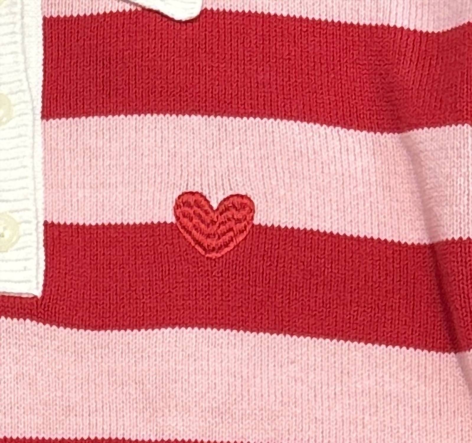 DESIGN HISTORY Heart sweater in pink and red stripe - women's sweater - alternate view