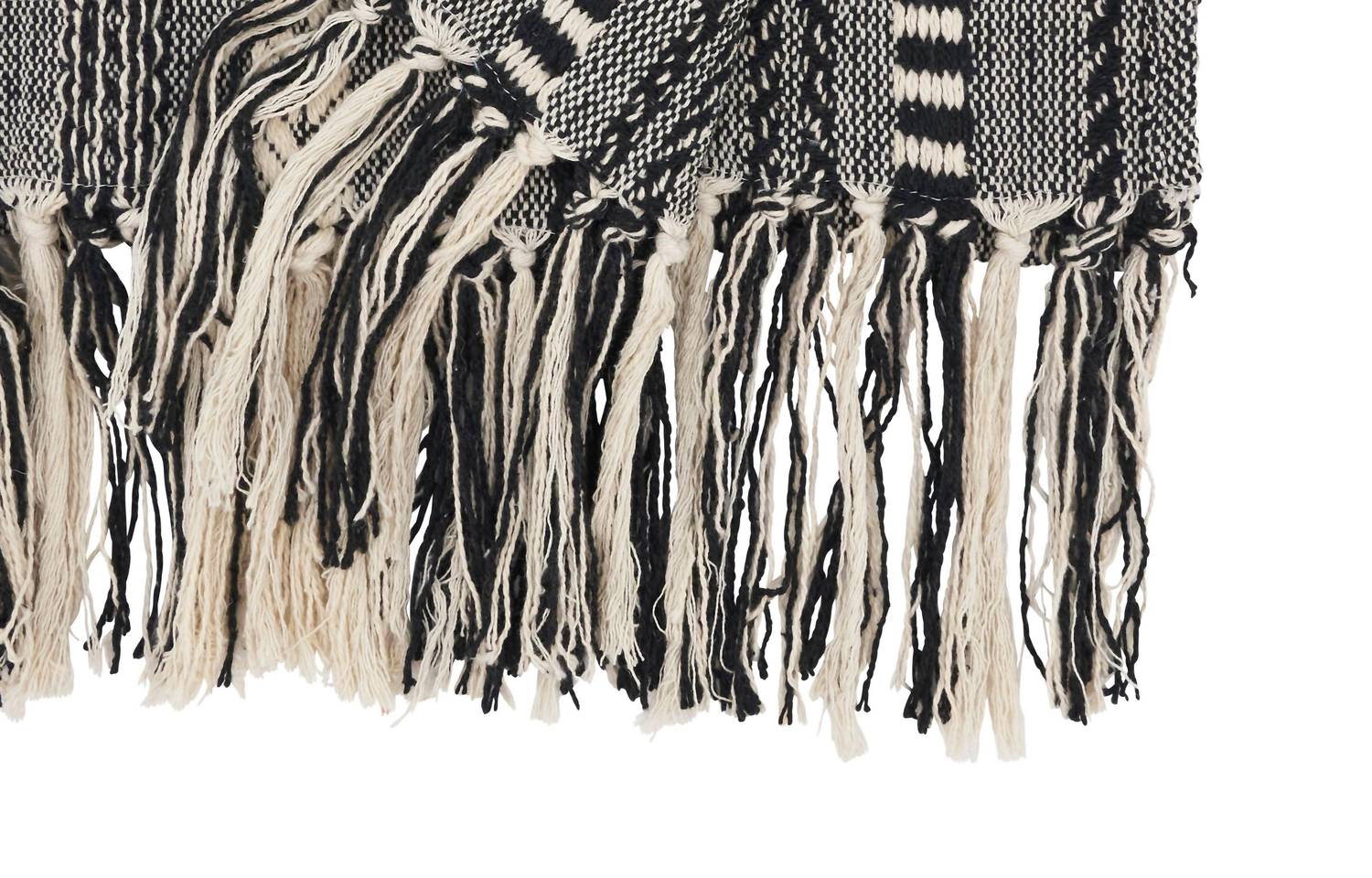 Saro Lifestyle - 14"x72" Fringe Detail Braided Stripe Table Runner