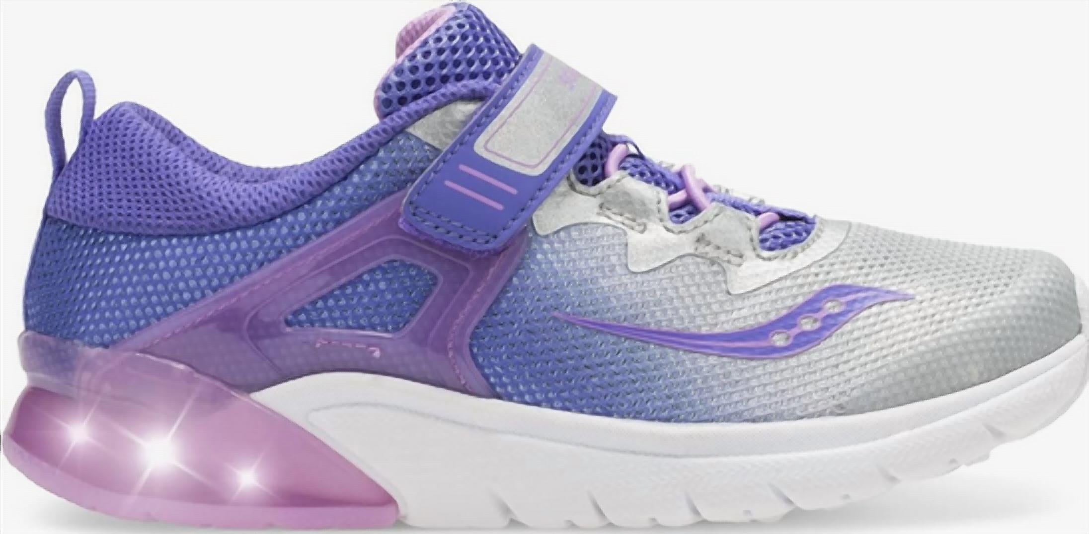 SAUCONY Junior Toddler's Flash Grow Sneakers in purple silver - kids' sneaker - alternate view