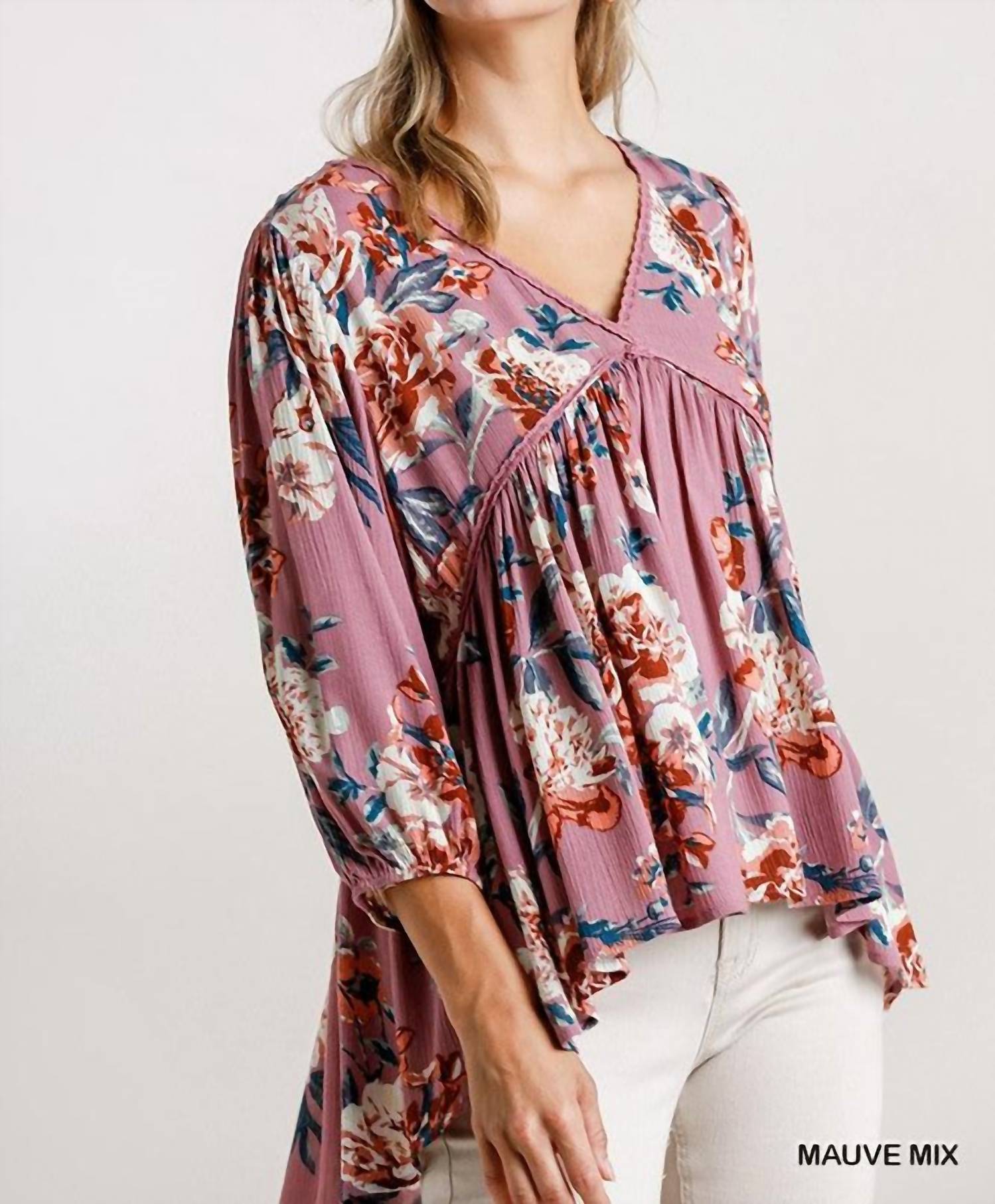 Umgee - Floral Babydoll Top