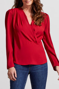 Tribal - Long Sleeve Pleated Wrap Blouse