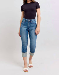 Judy Blue - High Rise Tummy Control Cuff Capri Denim Jeans