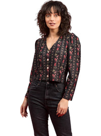 SMITH & QUINN Long Sleeve Floral Cardigan in onyx garden - women's cardigan - alternate view