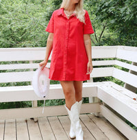 2.7 AUGUST APPAREL Love Me Denim Mini Dress in watermelon - women's dress