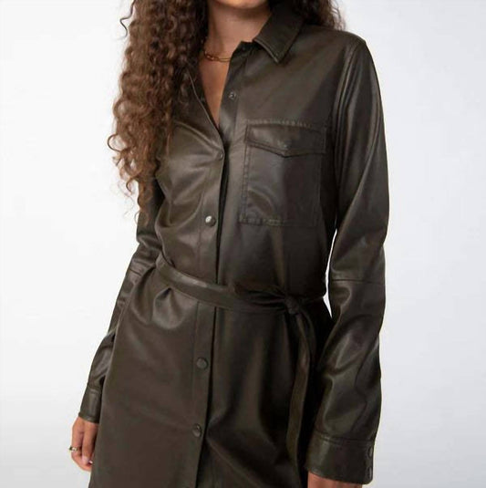 Sanctuary - Leather Like Shirt Mini Dress