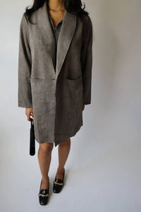 Hyfve - Single Button Faux Suede Blazer Coat