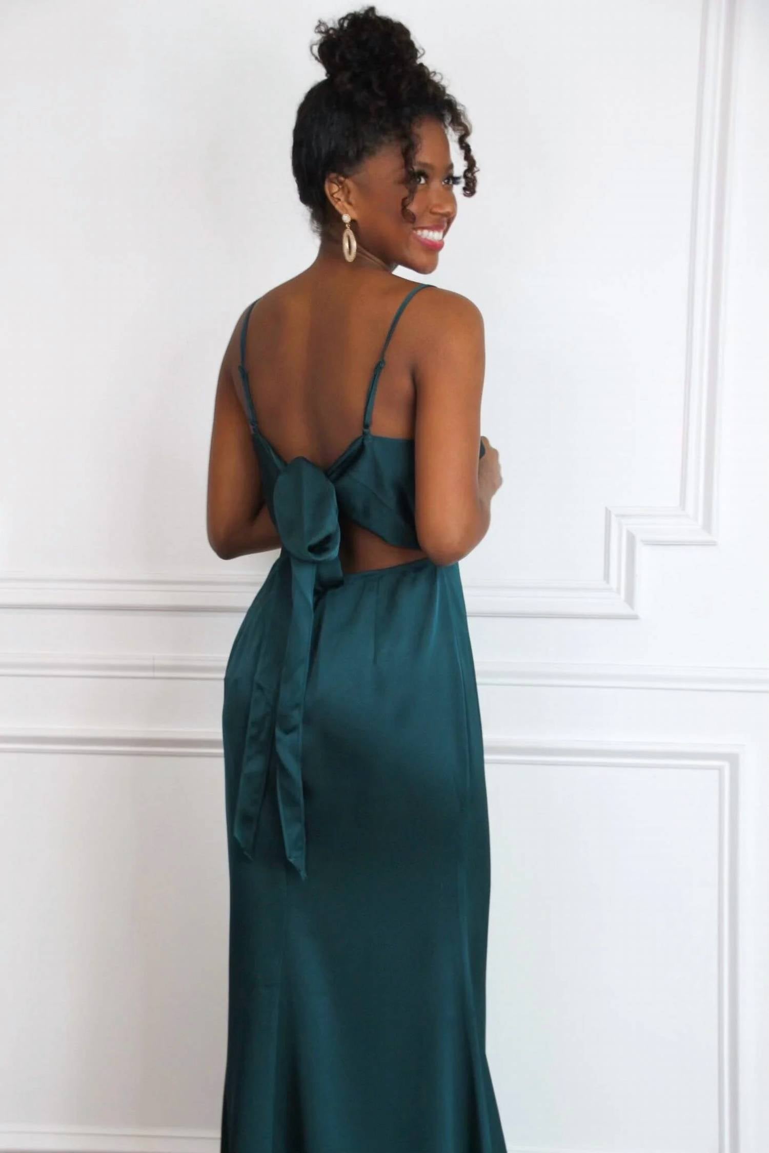 Maniju - Alice Satin Bow Back Maxi Dress