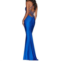 FAVIANA Tight Prom Dress With Rhinestone in royal - women's dress - detail view