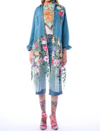 Aratta Celine Button Down Floral Shirt Dress in denim blue - women's shirt - view 7
