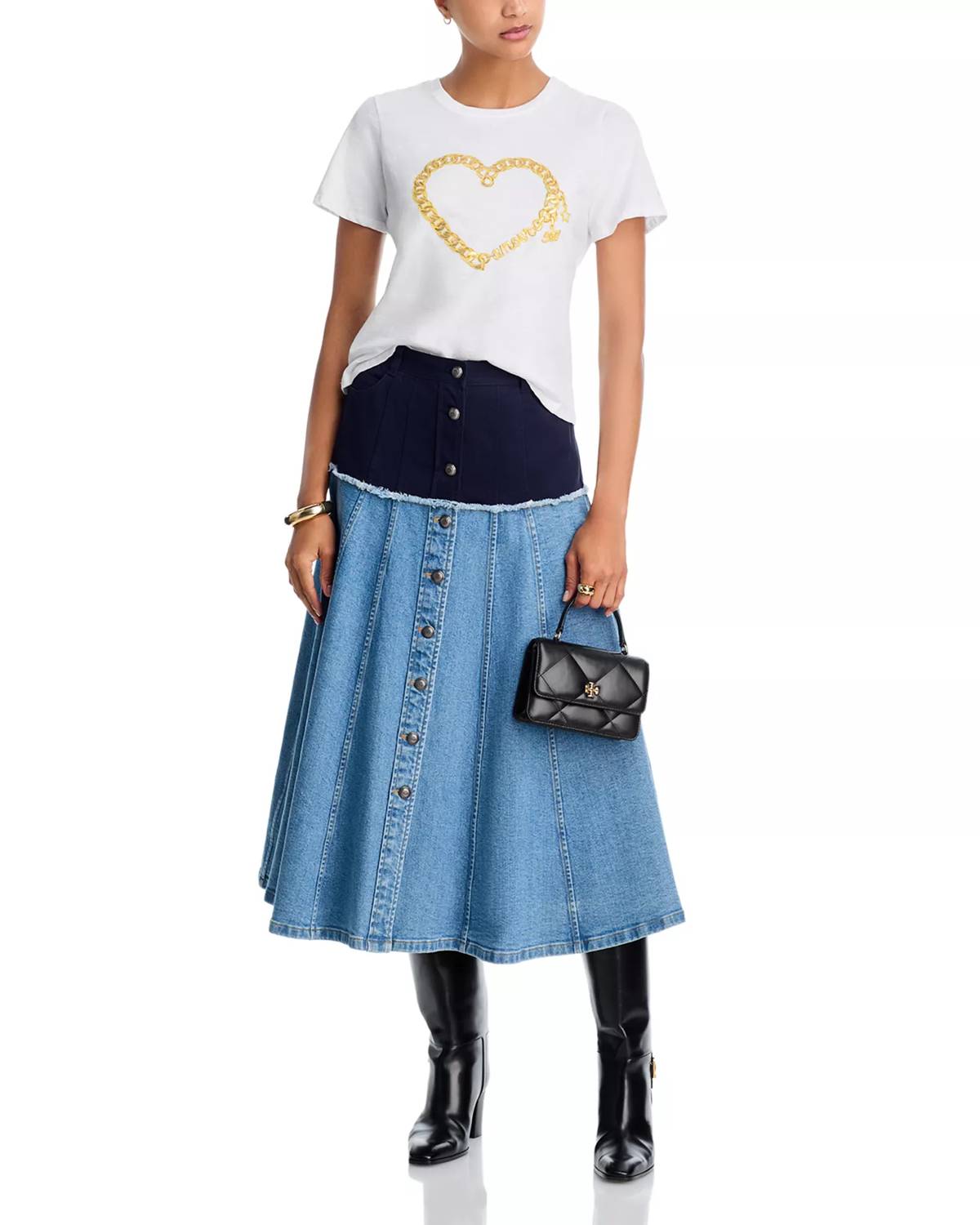Cinq A Sept - Amour Heart Chain Shrunken Tee