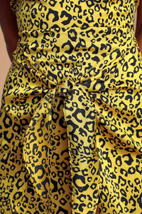 Lulus - Odette Leopard Print Satin Tie-front High-low Dress