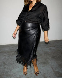 Never Fully Dressed - Vegan Leather Fringe Jaspre Skirt