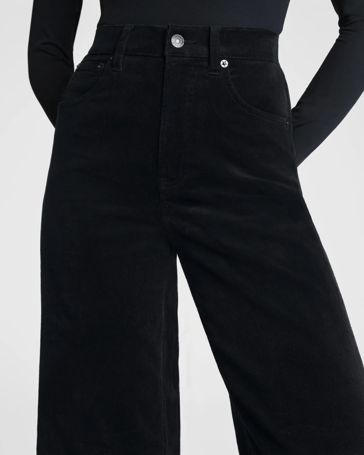 Spanx Corduroy Wide Leg Jeans in black - women's jeans - view 4